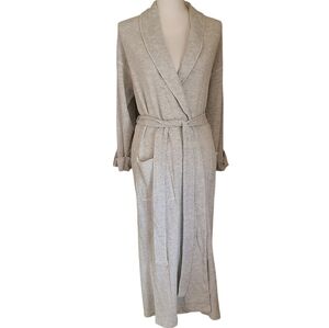 victoria's secret signature waffle knit long robe grey heather size S
